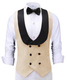 Riolio Casual Men's Waiter Vest Burgundy Slim Fit Prom Double Breasted Blazer Champagne Suits Red Waistcoat For Wedding Best Man Grooms