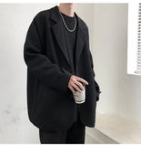 Riolio  British-style Blazers Men Leisure Trendy Loose Suit Jackets Male Retro Daily Ins Streetwear All-match Simple Korean Suit-tops