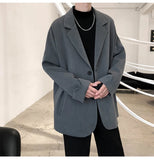 Riolio  British-style Blazers Men Leisure Trendy Loose Suit Jackets Male Retro Daily Ins Streetwear All-match Simple Korean Suit-tops