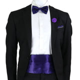 Riolio  New Fashion Mens Cummerbund Bow Tie Brooch Set Black Red Blue   Waist Seal For Formal Tuxedo Business Suit Dinner Accessories
