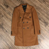 Riolio  Men Wool Overcoat Double-breasted 6 Button Peak Lapel Suit Long Outwear Jacket Fashion Brown Long Coat
