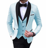 Riolio Costume Homme Italian Business Slim Fit 3 Pieces Royal Blue Men's Suits Groom Prom Tuxedos Groomsmen Blazer for Wedding