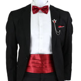 Riolio  New Fashion Mens Cummerbund Bow Tie Brooch Set Black Red Blue   Waist Seal For Formal Tuxedo Business Suit Dinner Accessories