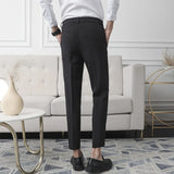 Riolio New Men Non-iron fabric Dress Pants Slim Straight Black Apricot Dark Gray Casual Suit Pants Male Business Little Feet Suit pants