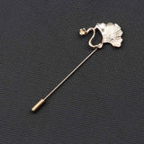 Riolio  Men's Golden Black Luxury Brooches Various Leaf Ginkgo Fower Pin Chic Fashion Men Suit Shawl Collar Lapel Pins Daily Accessory