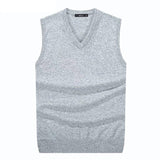 S-6XL Men Sleeveless Sweater Vest Male Autumn Spring Cotton Knitted Solid Vest Sweater Man Business V Neck Top Slim Sweaters Boy