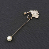 Riolio  Men's Golden Black Luxury Brooches Various Leaf Ginkgo Fower Pin Chic Fashion Men Suit Shawl Collar Lapel Pins Daily Accessory