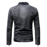 Riolio Fashion Spring Casual Jacket Mens Velvet Streetwear Denim Jacket  Stand Collar Jean Jackets Male Slim Fit Coat Outerwear