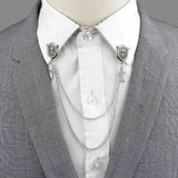 Riolio  New Men Women Shirt Collar Tassel Chain Lapel Pin Brooch Dragon Eagle Deer Head Wings Badge Retro Unisex Jewelry Accessories