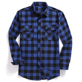 Riolio New Men Casual Plaid Flannel Shirt Long-Sleeved Chest Two Pocket Design Fashion Printed-Button (USA SIZE S M L XL 2XL)