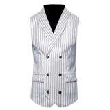 Riolio New Men oversized Classic Formal Business Striped Suit Vest Single Breasted Business Waistcoat Sleeveless Waistcoat Blazer Hot