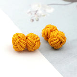 Riolio  Colorful Double Rope Ball Knot Cufflinks Novelty Solid Colors Braided Handmade Elastic Upscale Men's Classic Cuff Links For Men