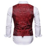 Riolio Men's Red Paisley Double Breasted Dress Vest Brand New Slim Fit Formal Business Sleeveless Waistcoat Men Chaleco Hombre 2XL