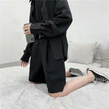 Riolio  Summer Suit Shorts Men Fashion Business Dress Shorts Men Streetwear Loose British Style Suit Shorts Men Black Formal Shorts