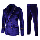 Riolio Men's High-end Velvet Suits  Dress Jacket Party Costumes Jacket and Pants