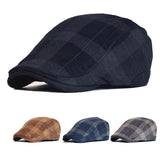 Riolio Winter Vintage Plaid Thick Beret Hat Corduroy Newsboy Cap Men Women England Gatsby Retro Hat Driver Flat Cap