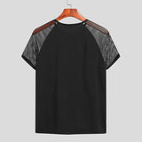 Riolio Fashion Men T Shirt Mesh Patchwork Streetwear Crew Neck Short Sleeve Casual Tee Tops Sexy Breathable Camisetas 5XL INCERUN