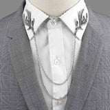 Riolio  New Men Women Shirt Collar Tassel Chain Lapel Pin Brooch Dragon Eagle Deer Head Wings Badge Retro Unisex Jewelry Accessories