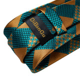 Riolio Gift Men Tie Teal Green Paisley Novelty Design Silk Wedding Tie for Men Handky cufflink Tie Set DiBanGu Party Business Fashion