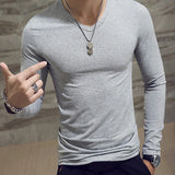 Riolio 1pc Fashion Hot Sale Classic Long Sleeve T-Shirt For Men Fitness T Shirts Slim Fit Shirts Designer Solid Tees Tops