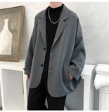Riolio  British-style Blazers Men Leisure Trendy Loose Suit Jackets Male Retro Daily Ins Streetwear All-match Simple Korean Suit-tops