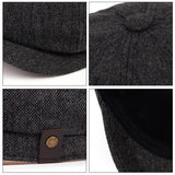 Riolio Men Newsboy Hats Peaky Autumn Vintage Herringbone Octagon Cap Women Casual Stripe Berets Gatsby Flat Hat
