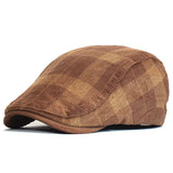 Riolio Winter Vintage Plaid Thick Beret Hat Corduroy Newsboy Cap Men Women England Gatsby Retro Hat Driver Flat Cap