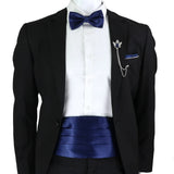 Riolio  New Fashion Mens Cummerbund Bow Tie Brooch Set Black Red Blue   Waist Seal For Formal Tuxedo Business Suit Dinner Accessories