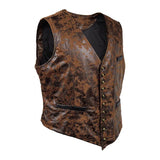 Riolio Men's Steampunk Cosplay Costume Vest Jacket New Rivet Button Faux Leather Cowboy Waist Coat Chalecos Para Hombre