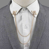 Riolio  New Men Women Shirt Collar Tassel Chain Lapel Pin Brooch Dragon Eagle Deer Head Wings Badge Retro Unisex Jewelry Accessories