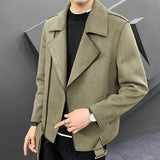 Riolio autumn winter new men's fashion business self-cultivation leather fleece tailored woolen coat men casual solid color jacket