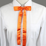 Riolio  Long Silm Ribbon Bowtie Fashion Pretty Solid Color Adjustable Bowknot Black Pupple Orange Butterfly For School Girl Accessories