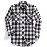 Riolio New Men Casual Plaid Flannel Shirt Long-Sleeved Chest Two Pocket Design Fashion Printed-Button (USA SIZE S M L XL 2XL)