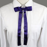 Riolio  Long Silm Ribbon Bowtie Fashion Pretty Solid Color Adjustable Bowknot Black Pupple Orange Butterfly For School Girl Accessories