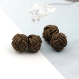 Riolio  Colorful Double Rope Ball Knot Cufflinks Novelty Solid Colors Braided Handmade Elastic Upscale Men's Classic Cuff Links For Men