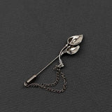 Riolio  Men's Golden Black Luxury Brooches Various Leaf Ginkgo Fower Pin Chic Fashion Men Suit Shawl Collar Lapel Pins Daily Accessory