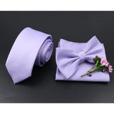Riolio  Solid Color Tie Set For Men Sage Green Pink Flower Pin Necktie Hanky Cufflinks Brooch Set Groom Suit Wedding Shirt Accessory