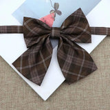 Riolio  Hot Women Girls Silk Cotton Bowties Fashion Cute College Style Striped Plaid Ladies School Girl Student Uniform Butterfly Knot