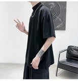 Riolio  Streetwear Turtleneck Men Tshirt Solid Hip Hop Male Oversized T shirts Man Casual Short Sleeve Top Tees Black/White/Purple