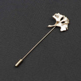 Riolio  Men's Golden Black Luxury Brooches Various Leaf Ginkgo Fower Pin Chic Fashion Men Suit Shawl Collar Lapel Pins Daily Accessory