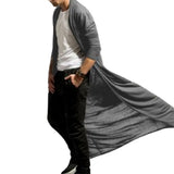 Riolio Autumn Men's Cardigan Long Sleeve And Ankle Men's Cardigan Simple Solid Color Front Cardigan Coat Men's Medium Long Coat