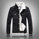 Riolio Men Winter Solid Casual Jacket New Men's Bomber Denim Jacket Fashion Jean Biker Coat Woolen Lined Leisure Coat Plus Size