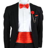 Riolio  New Fashion Mens Cummerbund Bow Tie Brooch Set Black Red Blue   Waist Seal For Formal Tuxedo Business Suit Dinner Accessories
