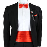 Riolio  New Fashion Mens Cummerbund Bow Tie Brooch Set Black Red Blue   Waist Seal For Formal Tuxedo Business Suit Dinner Accessories