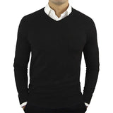 Riolio High Quality New Fashion Brand Woolen Knit Pullover V Neck Sweater Black for Men Autum Winter Casual Jumper Men Clothes 2Xl