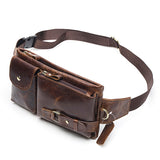 Riolio Genuine Leather Waist Packs Men Waist Bags Fanny Pack Belt Bag Phone Bags Travel Waist Pack Male Small Waist Bag Leather