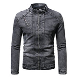 Riolio Fashion Spring Casual Jacket Mens Velvet Streetwear Denim Jacket  Stand Collar Jean Jackets Male Slim Fit Coat Outerwear