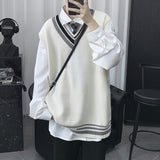 Riolio Oversize Sweater Vests Men Patchwork Preppy Style Couple Soft Knitwear Leisure Hipster Unisex Homme Sleeveless Jumpers All-match