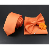 Riolio  Solid Color Tie Set For Men Sage Green Pink Flower Pin Necktie Hanky Cufflinks Brooch Set Groom Suit Wedding Shirt Accessory