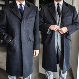 Riolio  Business Men Suit Winter Warm Long Woolen cloth Overcoat Office Party Prom Blazer Formal Causal